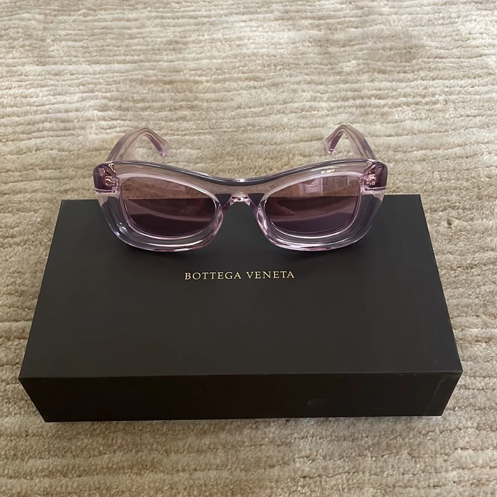 BNIB Bottega Veneta transparent rectangle frame sunglasses - Picture 3 of 11